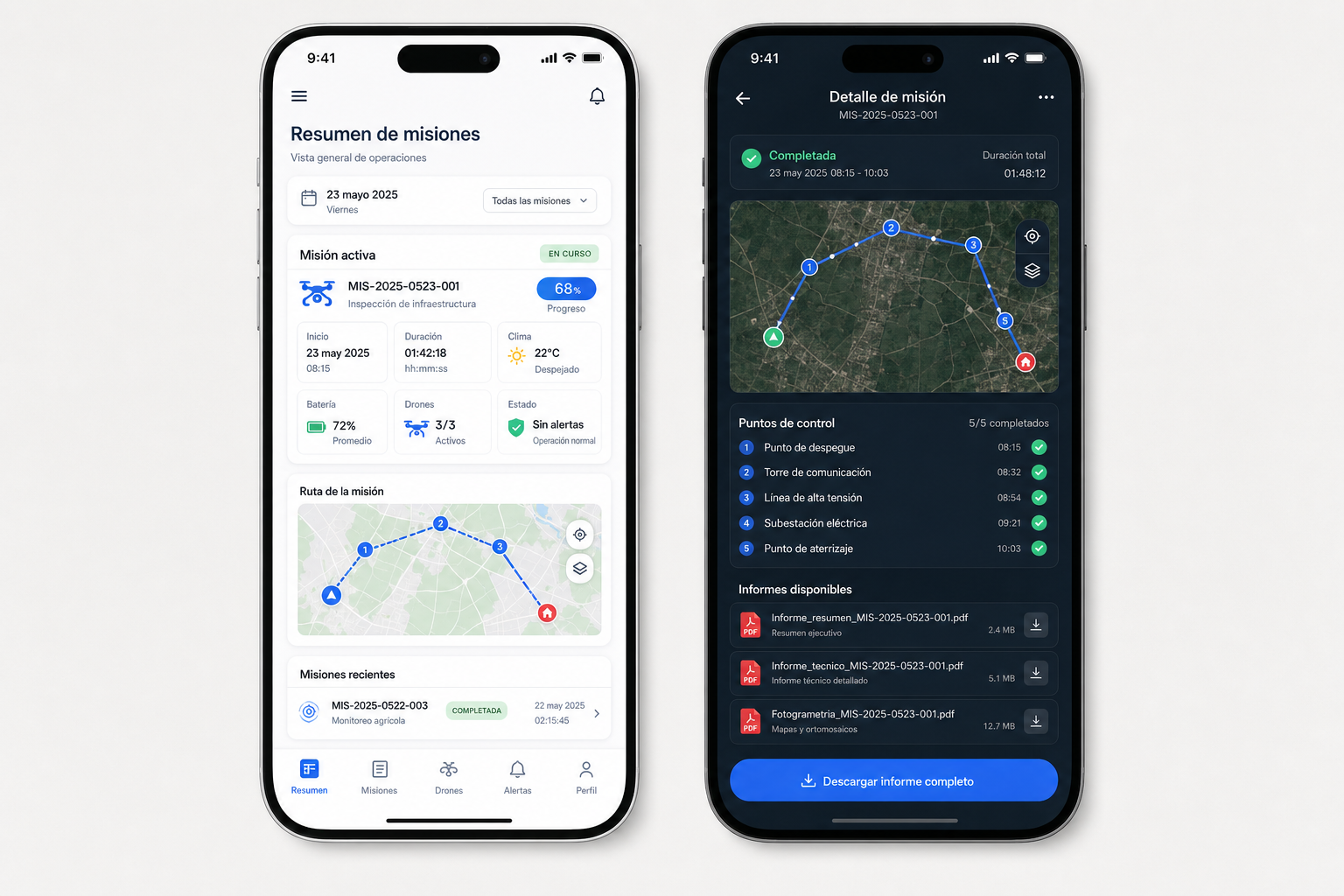 Mobile client portal for drone operations